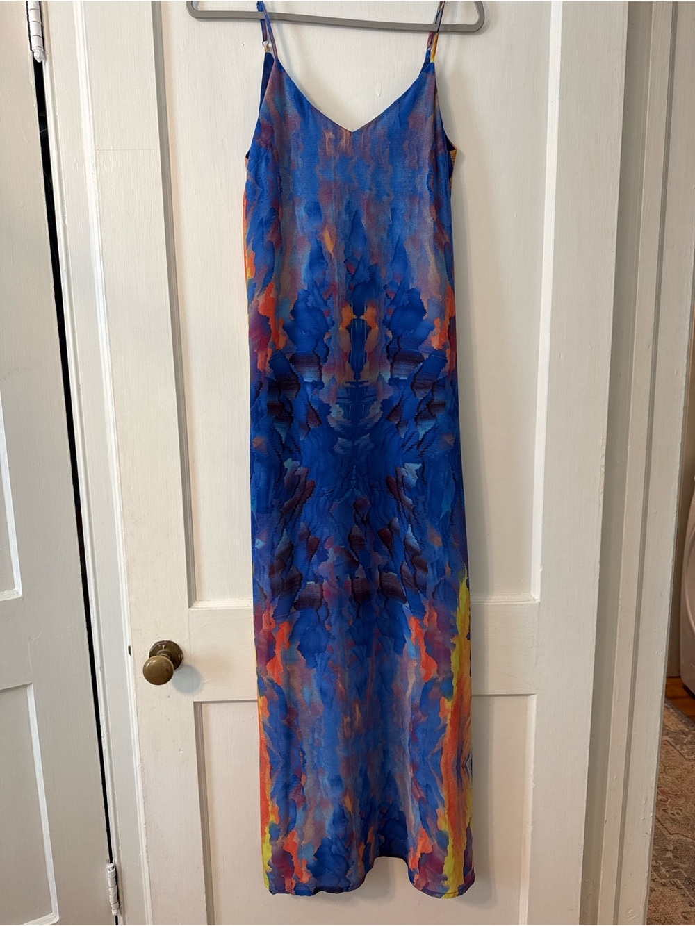 Lulu's Blue Multicolor Abstract Maxi Dress